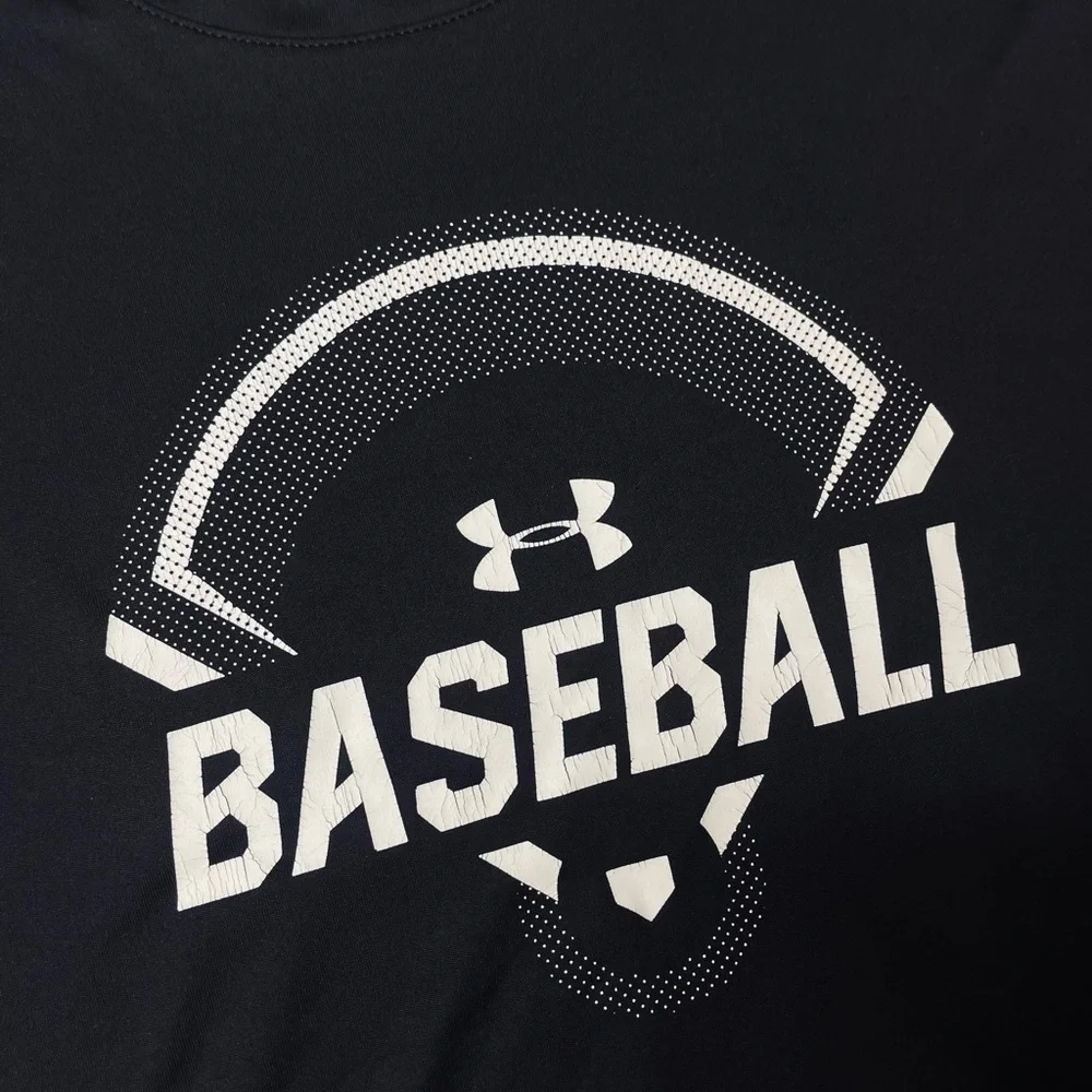 Under Armour HeatGear Loose Fit Black Baseball Graphic Crewneck Tee Youth XL